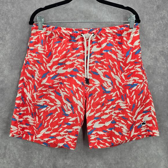 Crown & Ivy Pink Shark Fish Board Mesh Lined Swimwear Pants Shorts M Medium - Picture 1 of 8